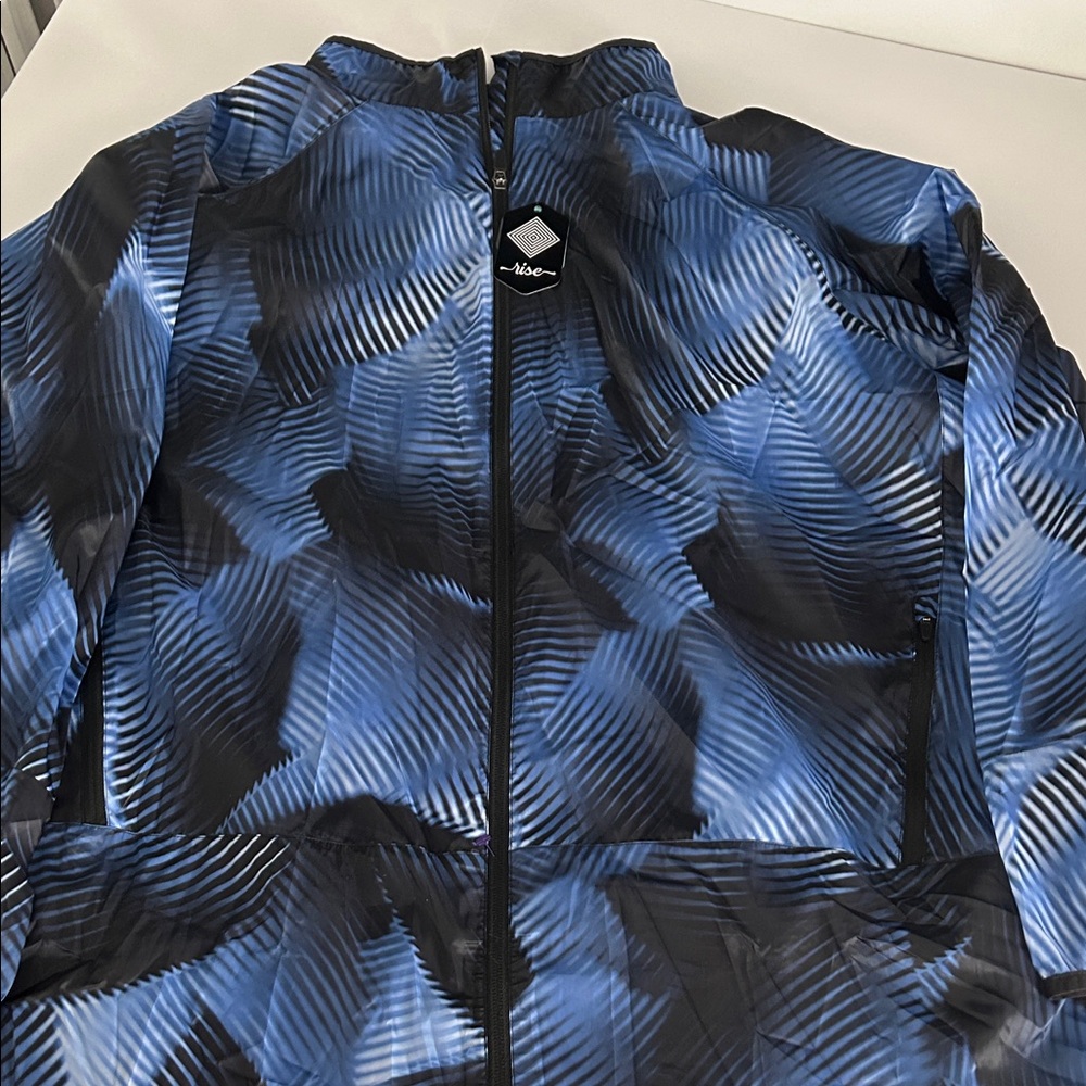 Rise Black and Blue Geometric Jacket